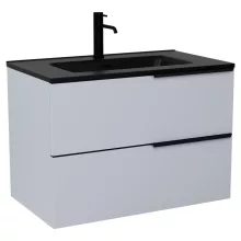 HD Cremona Fume Grey 60 fali mosdószekrény matt fekete fogantyúkkal és matt fekete slim mosdóval