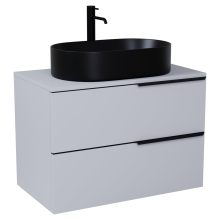 HD Carona Fume Grey 60/80 fali mosdószekrény füst szürke mosdópulttal és matt fekete fogantyúkkal