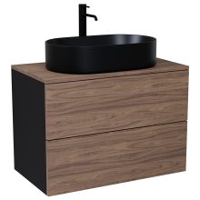 HD Zyra Pro Black-Oak 60 fali mosdószekrény, push-to-open mechanizmussal, oak mosdópulttal