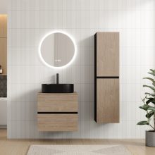 HD Zyra Pro Black-Oak 60 fali mosdószekrény, push-to-open mechanizmussal, oak mosdópulttal