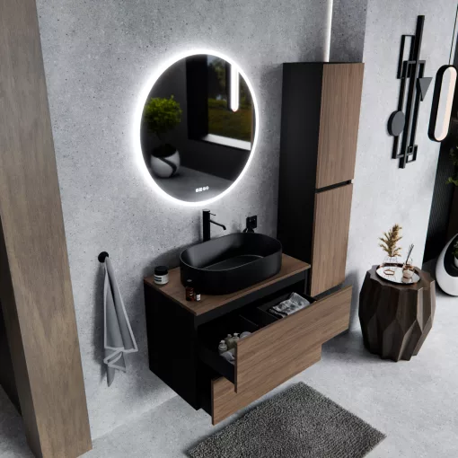 HD Zyra Black-Oak 60 fali mosdószekrény oak mosdópulttal