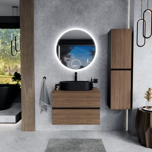 HD Zyra Black-Oak 60 fali mosdószekrény oak mosdópulttal