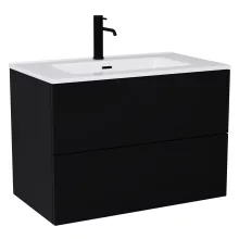 HD Aria Pro Black 60 fali mosdószekrény, push-to-open mechanizmussal, fényes fehér slim mosdóval
