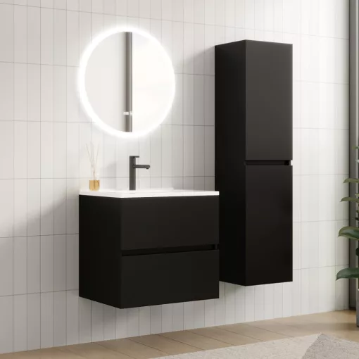 HD Aria Black 60 fali mosdószekrény fényes fehér slim mosdóval