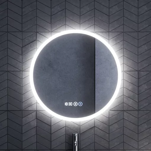 HD Aria Pro Black 60 komplett fürdőszoba bútor fali push-to-open mosdószekrénnyel, fényes fehér slim mosdóval és tükörrel