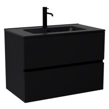 HD Aria Black 60 komplett fürdőszoba bútor fali mosdószekrénnyel, matt fekete slim mosdóval és tükörrel