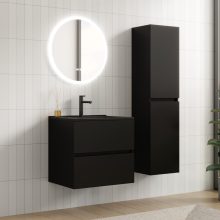 HD Aria Black 60 komplett fürdőszoba bútor fali mosdószekrénnyel, matt fekete slim mosdóval és tükörrel