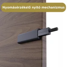 HD Zyra Pro+ Black 80 komplett fürdőszoba bútor szett fali push-to-open mosdószekrénnyel, oak mosdópulttal, kiegészítő oak fali modullal, tükörrel és magasszekrénnyel