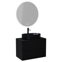 HD Zyra Pro Black 60 komplett fürdőszoba bútor fali push-to-open mosdószekrénnyel, fekete mosdópulttal és tükörrel