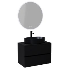   HD Zyra Black 60/80/100/120 komplett fürdőszoba bútor fali mosdószekrénnyel, fekete mosdópulttal és tükörrel
