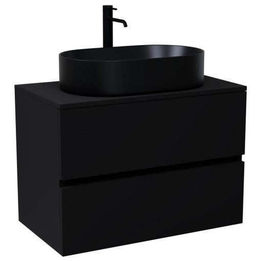 HD Zyra Black 60/80/100/120 komplett fürdőszoba bútor szett fali mosdószekrénnyel, fekete mosdópulttal, tükörrel és magasszekrénnyel