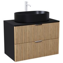 HD Palma Black 60 fali mosdószekrény matt fekete mosdópulttal és matt fehér fogantyúkkal