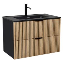 HD Parma Matt Black 60 fali mosdószekrény matt fekete fogantyúkkal és matt fekete slim mosdóval