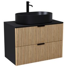 HD Palma Black 60/80/100/120 fali mosdószekrény matt fekete mosdópulttal és matt fekete fogantyúkkal