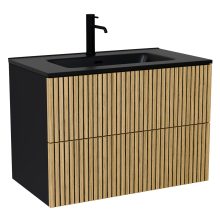 HD Parma Pro Matt Black 60 komplett fürdőszoba bútor fali push-to-open mosdószekrénnyel, matt fekete slim mosdóval és tükörrel