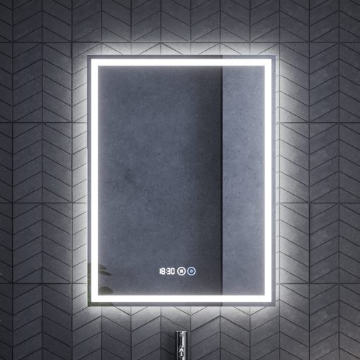 HD Palma Pro Black 60 komplett fürdőszoba bútor szett fali push-to-open mosdószekrénnyel, hikoridió színű mosdópulttal, tükörrel és magasszekrénnyel