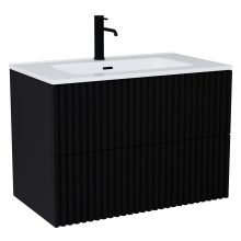 HD Ravello Pro Matt Black 60 komplett fürdőszoba bútor szett fali push-to-open mosdószekrénnyel, fényes fehér slim mosdóval, tükörrel és magasszekrénnyel