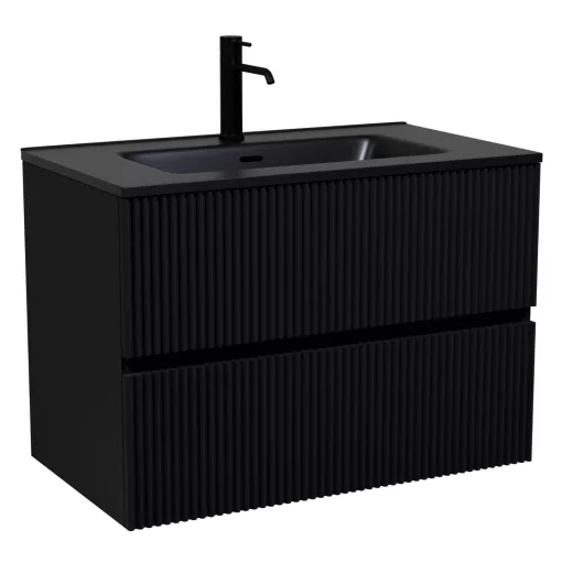 HD Torino Matt Black 60 fali mosdószekrény matt fekete slim mosdóval