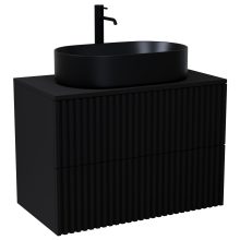 HD Rapallo Pro Matt Black 60 fali mosdószekrény, push-to-open mechanizmussal, fekete mosdópulttal