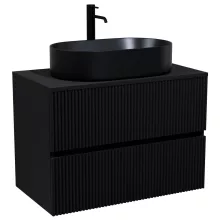 HD Turin Matt Black 60/80 fali mosdószekrény fekete mosdópulttal