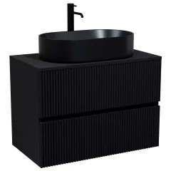   HD Turin Matt Black 60/80 fali mosdószekrény fekete mosdópulttal