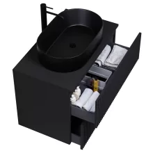 HD Turin Matt Black 60/80 fali mosdószekrény fekete mosdópulttal