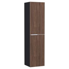 HD Cremona Black-Oak 60 komplett fürdőszoba bútor szett fali mosdószekrénnyel, matt fehér fogantyúkkal, matt fekete slim mosdóval, tükörrel és magasszekrénnyel