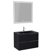 HD Cremona Matt Black 60 komplett fürdőszoba bútor fali mosdószekrénnyel, fényes króm fogantyúkkal, matt fekete slim mosdóval és tükörrel