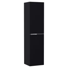 HD Carona Matt Black 60 komplett fürdőszoba bútor szett fali mosdószekrénnyel, fényes króm fogantyúkkal, tölgyfa színű mosdópulttal, tükörrel és magasszekrénnyel