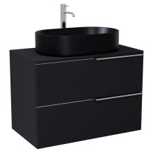 HD Carona Matt Black 60/80 fali mosdószekrény matt fekete mosdópulttal és fényes króm fogantyúkkal