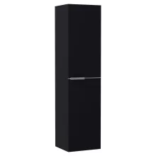 HD Carona Matt Black 60 komplett fürdőszoba bútor szett fali mosdószekrénnyel, szálcsiszolt króm fogantyúkkal, tölgyfa színű mosdópulttal, tükörrel és magasszekrénnyel