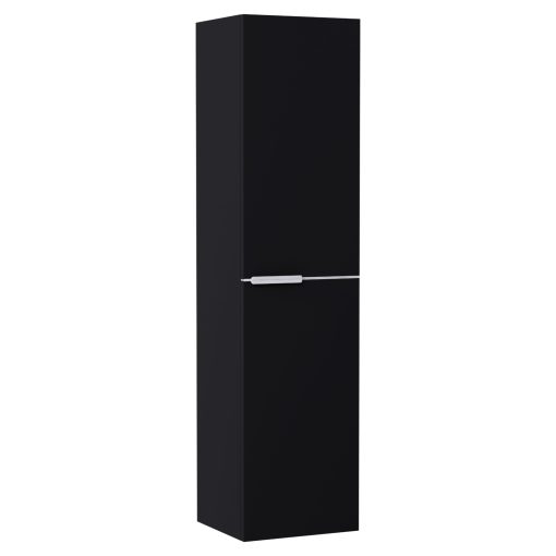 HD Cremona Matt Black 60 komplett fürdőszoba bútor szett fali mosdószekrénnyel, matt fehér fogantyúkkal, matt fekete slim mosdóval, tükörrel és magasszekrénnyel