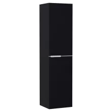 HD Carona Matt Black 60 komplett fürdőszoba bútor szett fali mosdószekrénnyel, matt fehér fogantyúkkal, tölgyfa színű mosdópulttal, tükörrel és magasszekrénnyel