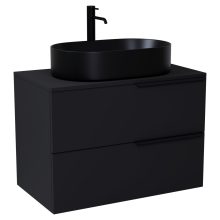 HD Carona Matt Black 60/80 fali mosdószekrény matt fekete mosdópulttal és matt fekete fogantyúkkal