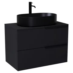   HD Carona Matt Black 60/80 fali mosdószekrény matt fekete mosdópulttal és matt fekete fogantyúkkal