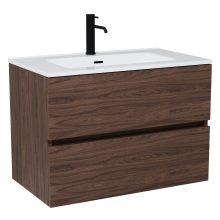 HD Aria Matt Hazel 80 komplett fürdőszoba bútor fali mosdószekrénnyel, fényes fehér slim mosdóval és tükörrel