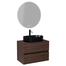 HD Zyra Matt Hazel 80 komplett fürdőszoba bútor fali mosdószekrénnyel, mogyoró színű mosdópulttal és tükörrel