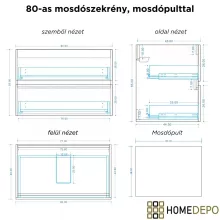 HD Zyra Pro Matt Hazel 80 komplett fürdőszoba bútor szett fali push-to-open mosdószekrénnyel, mogyoró színű mosdópulttal, tükörrel és magasszekrénnyel