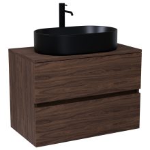 HD Zyra Matt Hazel 80 komplett fürdőszoba bútor szett fali mosdószekrénnyel, mogyoró színű mosdópulttal, tükörrel és magasszekrénnyel