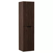 HD Ravello Matt Hazel 80 komplett fürdőszoba bútor szett fali mosdószekrénnyel, matt fekete fogantyúkkal, matt fekete slim mosdóval, tükörrel és magasszekrénnyel