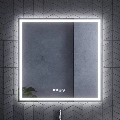 HD Cremona Matt Hazel 80 komplett fürdőszoba bútor szett fali mosdószekrénnyel, fényes króm fogantyúkkal, matt fekete slim mosdóval, tükörrel és magasszekrénnyel