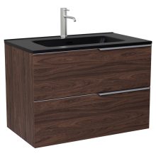 HD Cremona Matt Hazel 80 fali mosdószekrény szálcsiszolt króm fogantyúkkal és matt fekete slim mosdóval