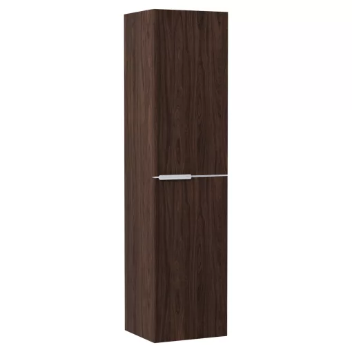 HD Cremona Matt Hazel 80 komplett fürdőszoba bútor szett fali mosdószekrénnyel, matt fehér fogantyúkkal, matt fekete slim mosdóval, tükörrel és magasszekrénnyel