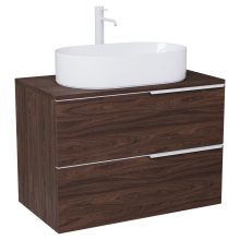 HD Carona Matt Hazel 80 fali mosdószekrény mogyoró színű mosdópulttal és matt fehér fogantyúkkal