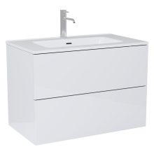 HD Aria Pro Lacquer White 80 fali mosdószekrény, push-to-open mechanizmussal, fényes fehér slim mosdóval