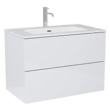 HD Aria Pro Lacquer White 80 fali mosdószekrény, push-to-open mechanizmussal, fényes fehér slim mosdóval