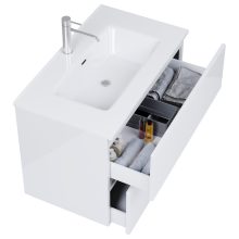 HD Aria Pro Lacquer White 80 fali mosdószekrény, push-to-open mechanizmussal, fényes fehér slim mosdóval