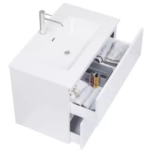 HD Aria Lacquer White 80 fali mosdószekrény fényes fehér slim mosdóval