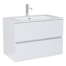 HD Aria Lacquer White 80 komplett fürdőszoba bútor fali mosdószekrénnyel, fényes fehér slim mosdóval és tükörrel