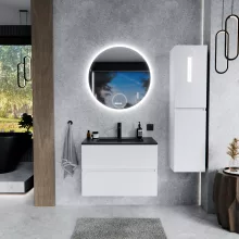 HD Aria Lacquer White 80 fali mosdószekrény matt fekete slim mosdóval